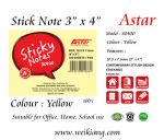 Astar 3 x 4" Yellow Sticky Note Paper